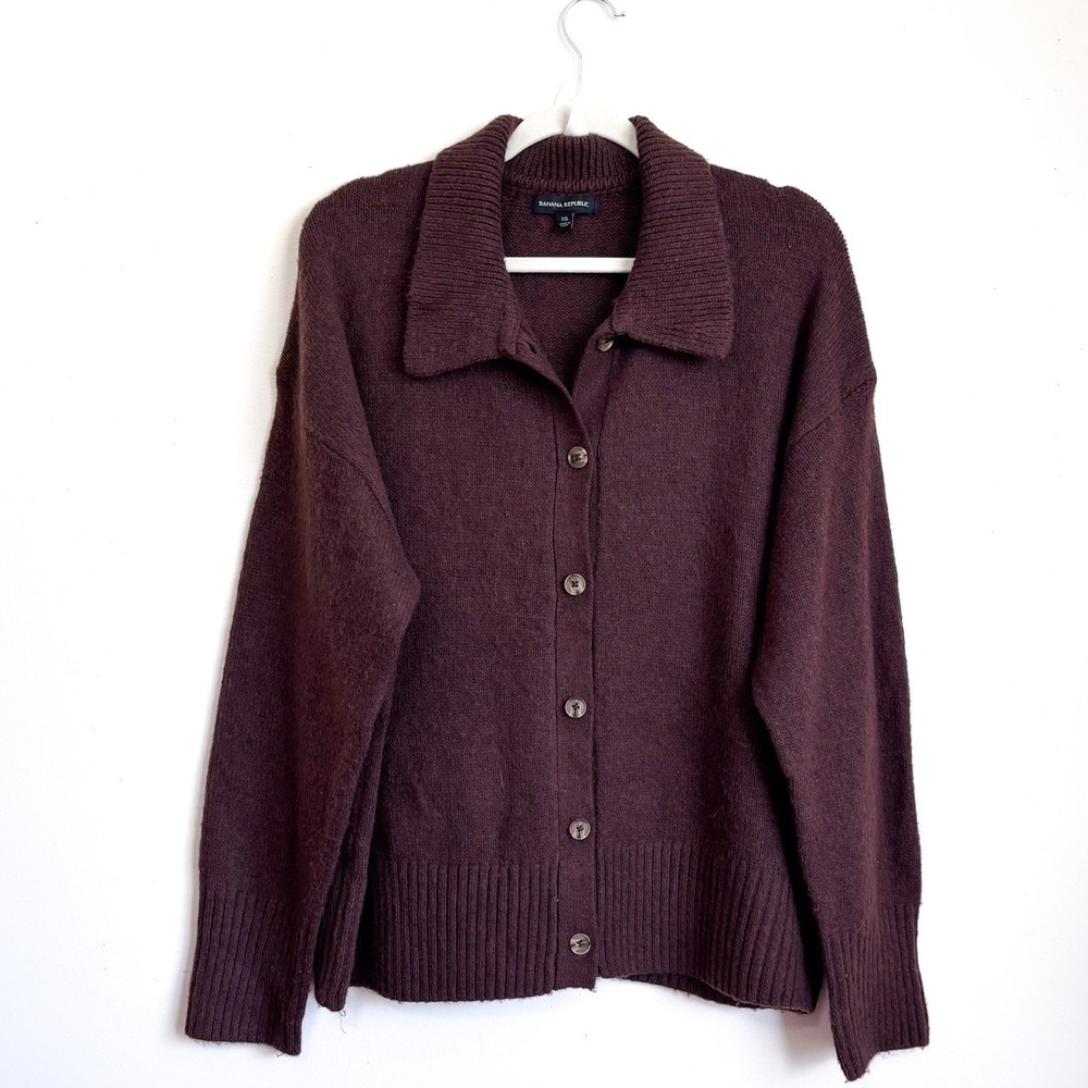 Banana Republic Womens Chocolate Brown Cardigan XXL Button Classic Minimalist